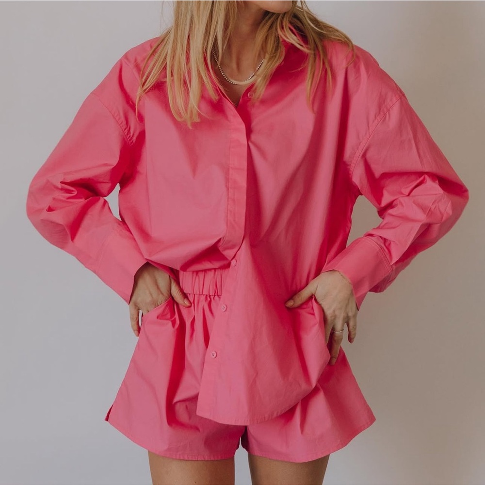 Daily Drills Pink Button Up